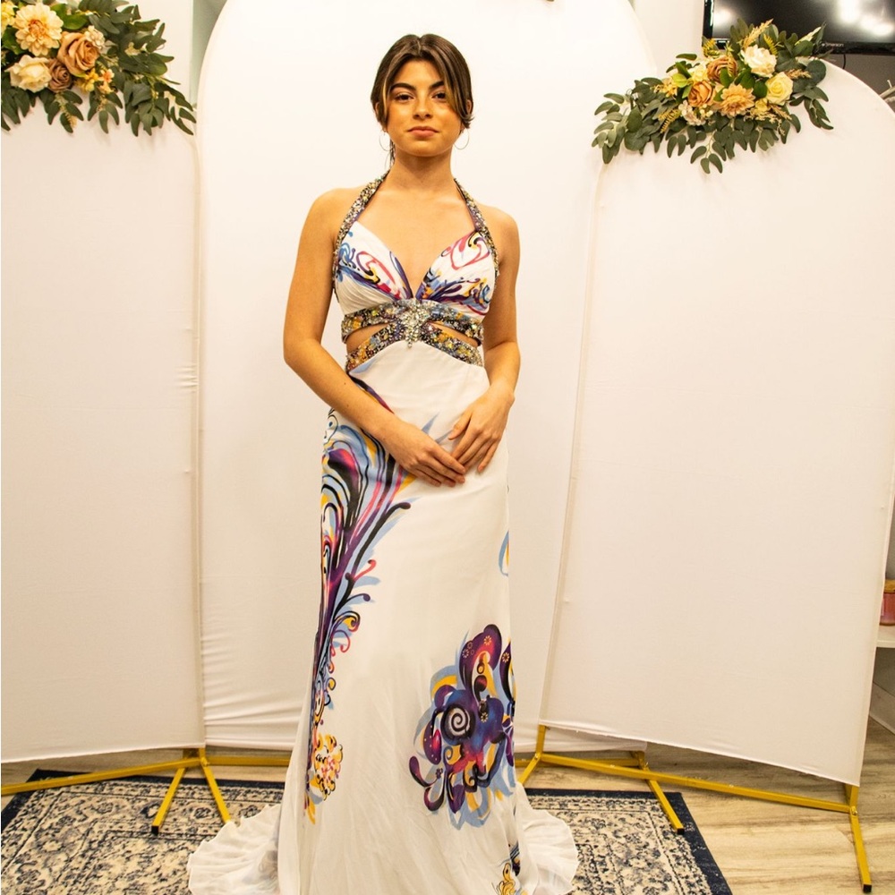 Elegant Multicolor Halter Maxi Dress